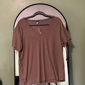 Old Navy Brown Short Sleeve V-Neck Top